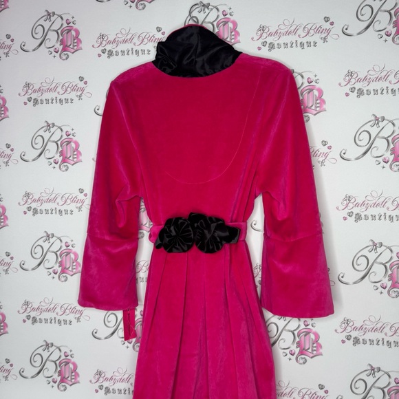 Betsey johnson robe pink black floral detail waist tie belt brand new with tags - Picture 11 of 14